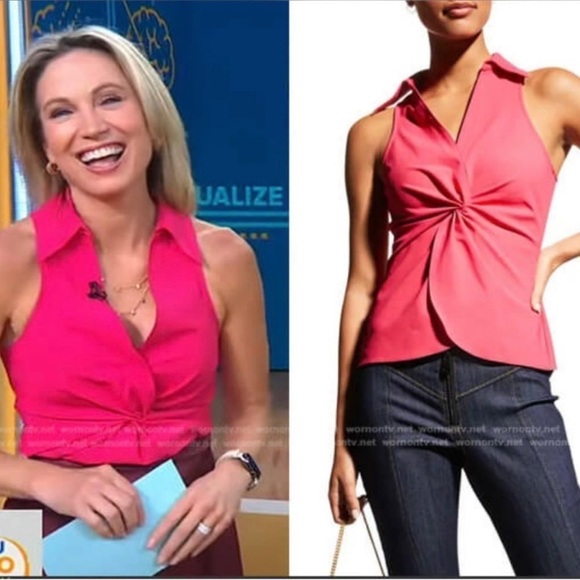 Cinq À SEPT McKenna Twisted Front Stretch-crepe Sleeveless Blouse Top XSmall NEW - Picture 4 of 10